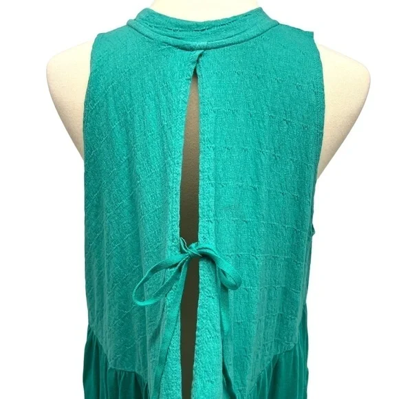 Free People Right On Time Vibrant Green Tiered Tunic Top Womens Small - Picture 11 of 15